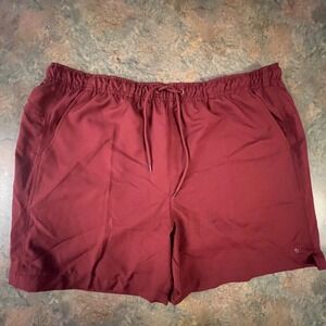 DSG Mens XL Burgundy Polyester Athletic Shorts With Drawstring Waist & Pockets